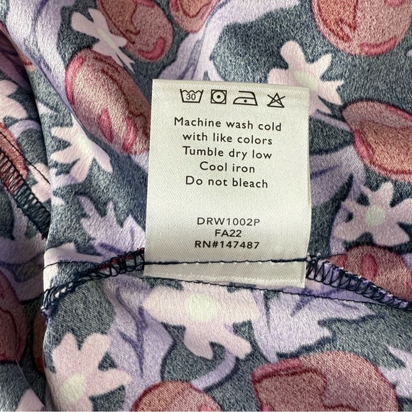 Draper James Roseanna Shift Dress Womens 2X Plum Floral Button Tie Ditsy - Picture 12 of 12